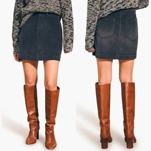 Faherty Mini Skirt, Organic Cotton Stretch Corduroy in Washed Black, Size 00 NWT